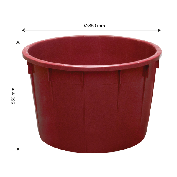 Baquet rond renforcé - 225 L - bordeaux