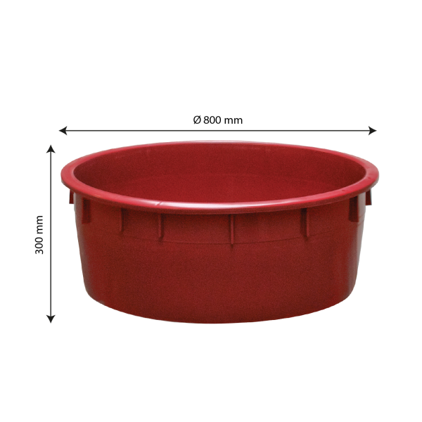 Baquet rond renforcé - 110 L - bordeaux
