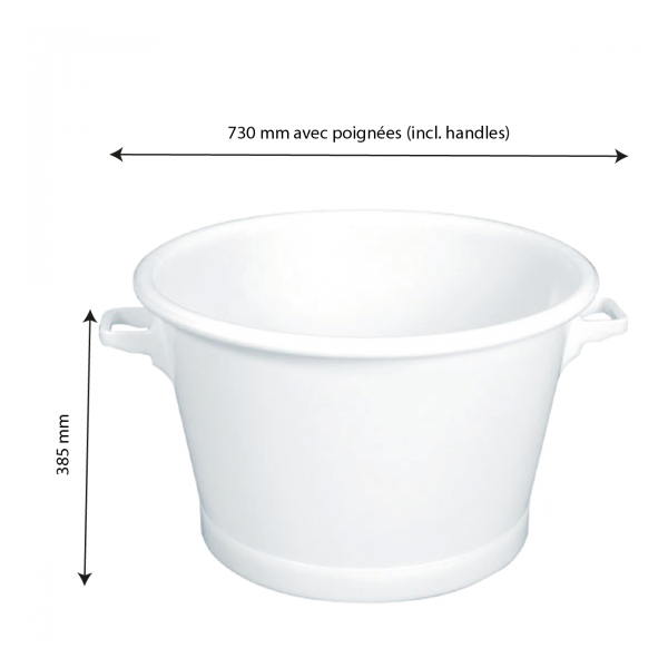 Baquet rond fond renforcé 75 L - blanc