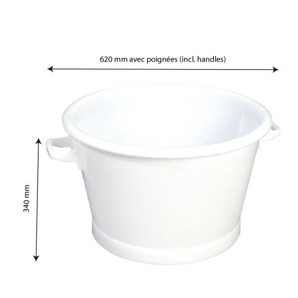 Baquet rond fond renforcé 50 L - blanc