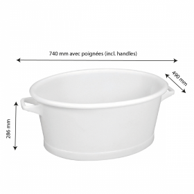 Baquet ovale fond renforcé 60 L - blanc