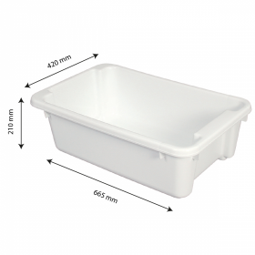 Bac renforcé rectangulaire empilable emboîtable 40 L - blanc