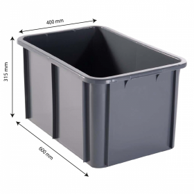 Bac rectangulaire 55 L - gris