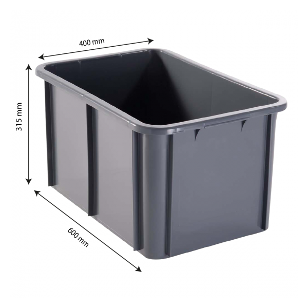 Bac rectangulaire 55 L - gris