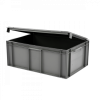 Bac plein 600 x 400 x 246 mm 45 L + couvercle solidaire - gris