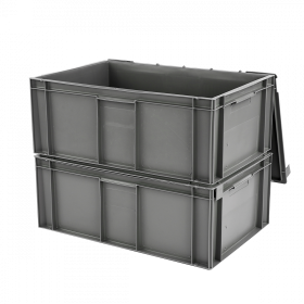 Bac plein 600 x 400 x 246 mm 45 L + couvercle solidaire - gris