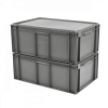Bac plein 600 x 400 x 246 mm 45 L + couvercle solidaire - gris