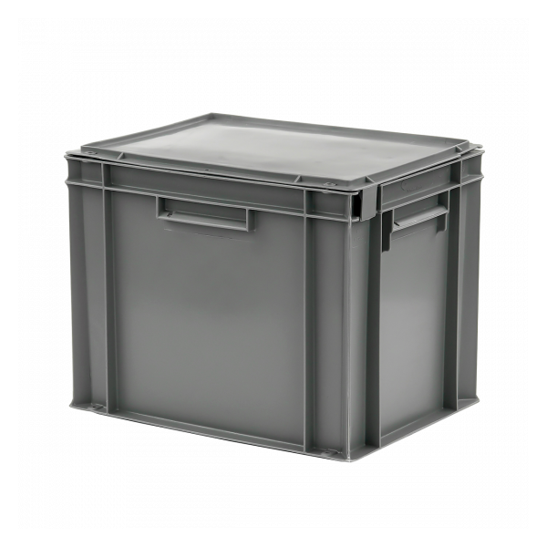 Bac plein 400 x 300 x 330 mm 30 L + couvercle solidaire - gris