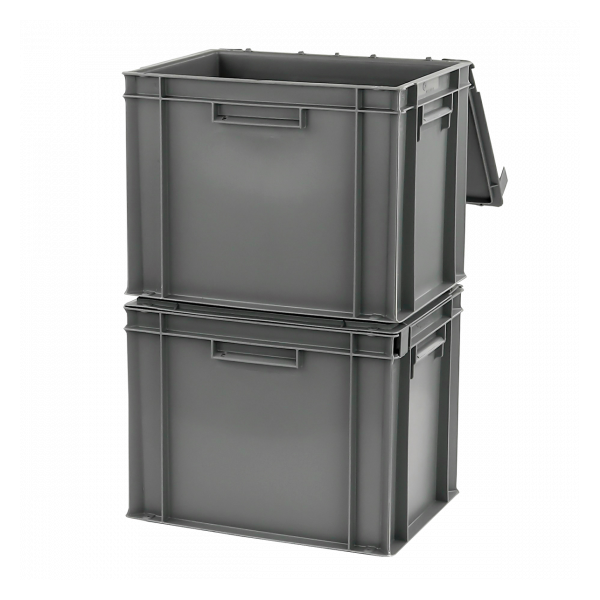 Bac plein 400 x 300 x 330 mm 30 L + couvercle solidaire - gris