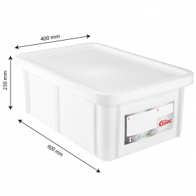 Bac HACCP 35 L rectangulaire + couvercle - blanc