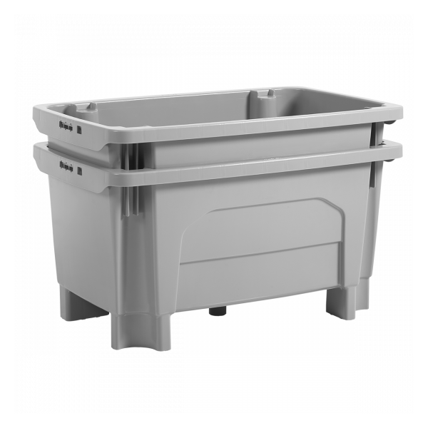 Bac grand volume sur pieds empilable emboîtable 300 L - gris