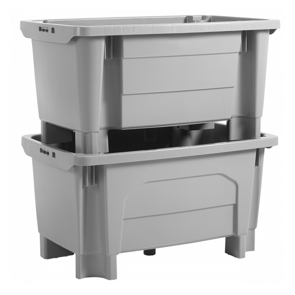 Bac grand volume sur pieds empilable emboîtable 300 L - gris