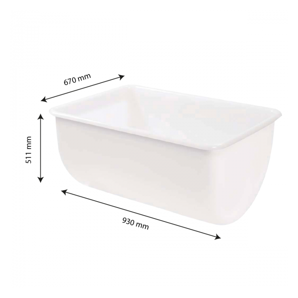 Bac grand volume semi-cylindrique 220 L - Blanc