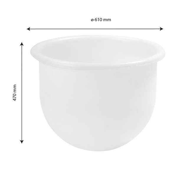 Bac grand volume hémisphérique 75 L - blanc