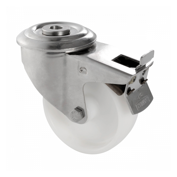 Bac grand volume 500 L - 2 roues fixes, 2 pivotantes avec freins - blanc