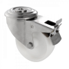 Bac grand volume 500 L - 2 roues fixes, 2 pivotantes avec freins - blanc