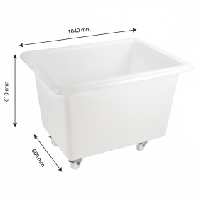 Bac grand volume 310 L - 2 roues fixes, 2 pivotantes avec freins - blanc