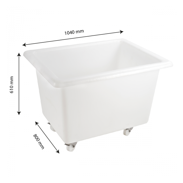 Bac grand volume 310 L - 2 roues fixes, 2 pivotantes avec freins - blanc