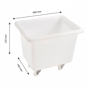 Bac grand volume 220 L - 4 roues pivotantes dont 2 avec freins - blanc