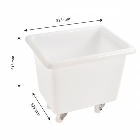 Bac grand volume 170 L - 2 roues fixes, 2 pivotantes avec freins - blanc