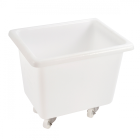 Bac grand volume 100 L - 2 roues fixes, 2 pivotantes avec freins - blanc