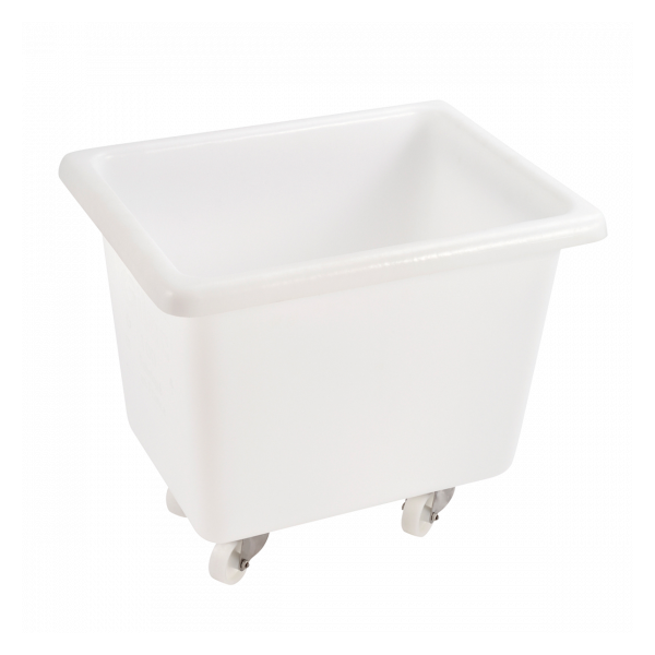 Bac grand volume 100 L - 2 roues fixes, 2 pivotantes avec freins - blanc