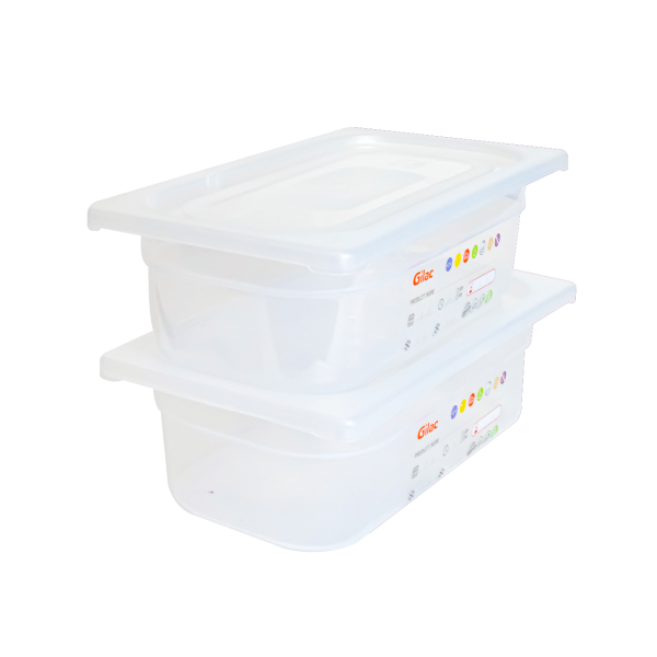 Bac gastronorme GN1/3 HACCP + couvercle - 100 mm - 3,8 L - Lot de 2