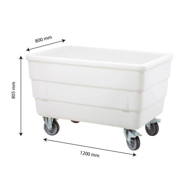 Bac double-paroi 310 L - roues chape inox - blanc