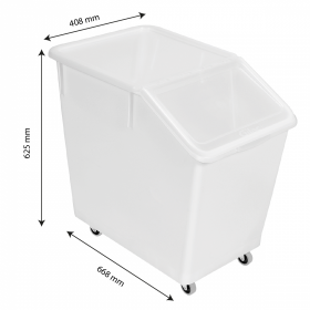 Bac à ingrédients 80 L + 4 roues + couvercle transparent