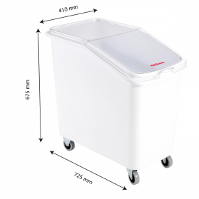 Bac à ingrédients 100 L + couvercle + 4 roues - chape acier