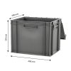 Bac plein 400 x 300 x 330 mm 30 L + couvercle solidaire - gris