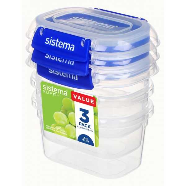 Lot de 3 Boîtes alimentaires hermétiques 400 ml