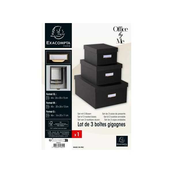 Lot de 3 boîtes en carton déco Office by Me