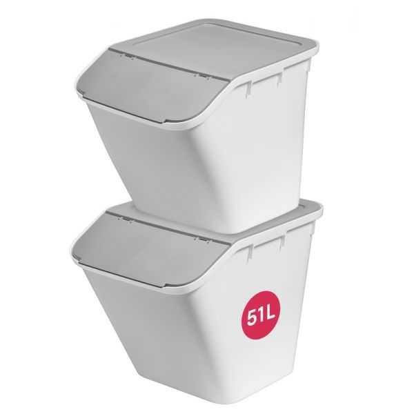 Grand Bac de rangement ou tri avec couvercle incliné 51 litres