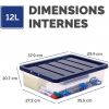 Boîte de rangement transparente empilable plate 12 litres