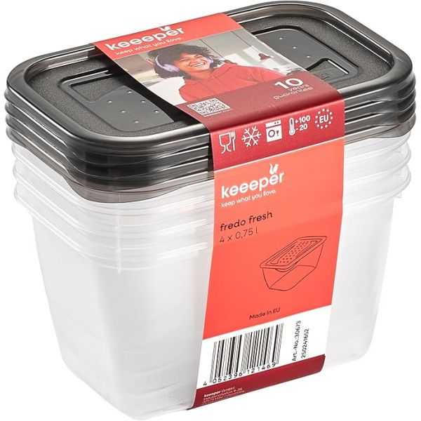 Lot de 4 Boîtes de conservation congélation 750 ml fredo fresh