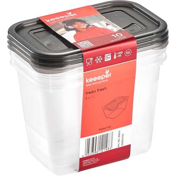 Lot de 3 Boîtes de conservation congélation 1 l fredo fresh