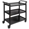 Grand Chariot de service alu noir 3 plateaux roues pivotantes