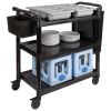 Grand Chariot de service alu noir 3 plateaux roues pivotantes