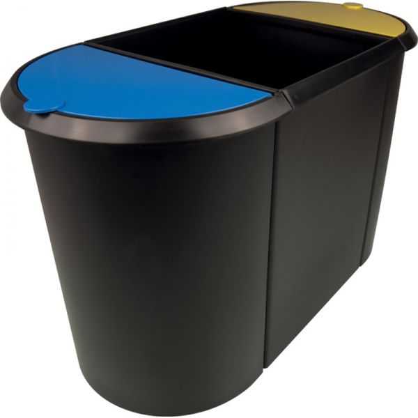 Poubelle triple bac pour tri déchets et papier