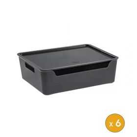 6 Bacs de rangement avec couvercle élégant 9 Litres