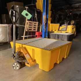 Bac de Rétention 475 l jaune pour 4 Fûts avec Caillebotis Metal