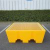 Bac de Rétention 475 l jaune pour 4 Fûts avec Caillebotis Metal
