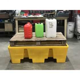 Bac de Rétention 240 l jaune pour Palette Euro avec caillebotis