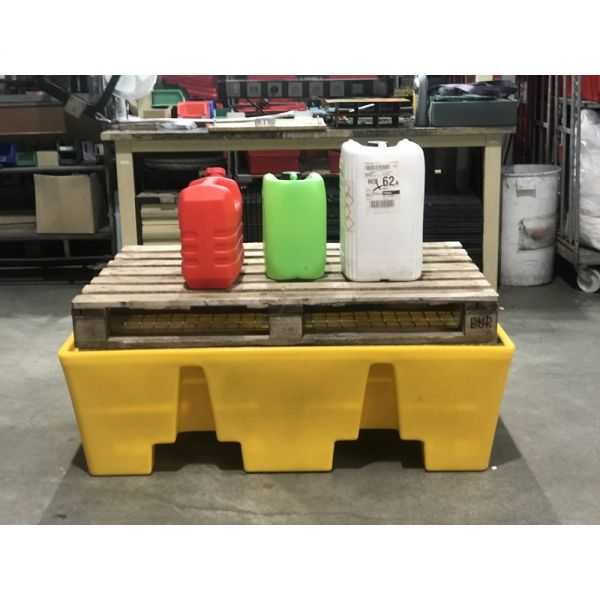 Bac de Rétention 240 l jaune pour Palette Euro avec caillebotis