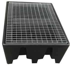 Bac de Rétention 240 l noir pour Palette Euro avec caillebotis
