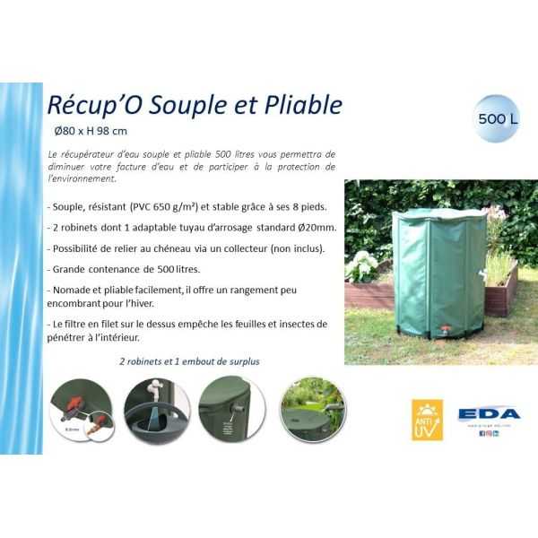 Citerne Récupération d'eau pliable 250 ou 500 litres