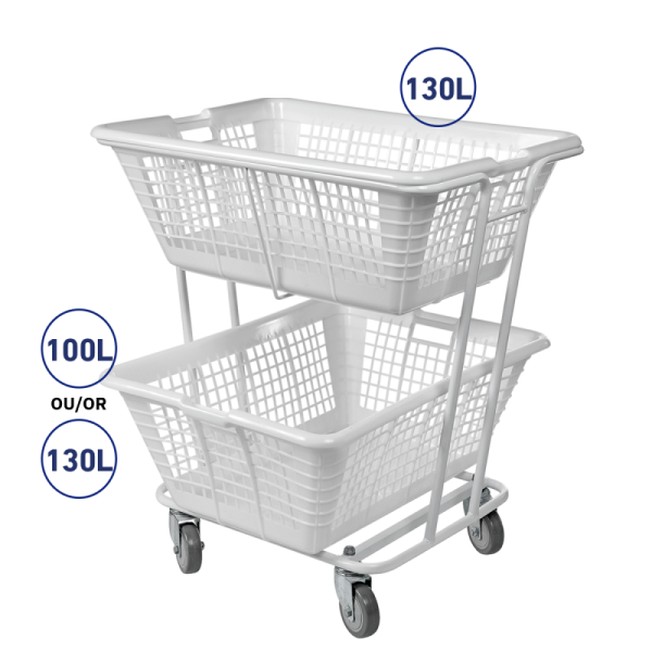 Chariot acier epoxy pour corbeilles à linge