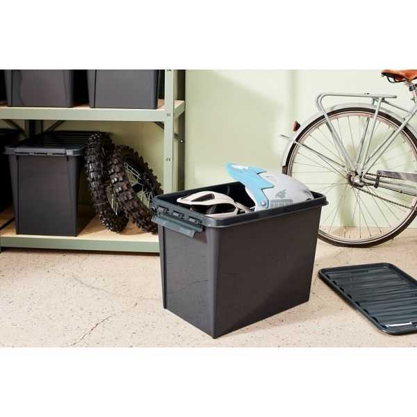 Caisse de rangement avec couvercle en Plastique Recyclé 66 litres