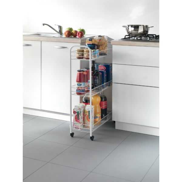 Desserte multi-usage Slim 3 niveaux blanc blanche